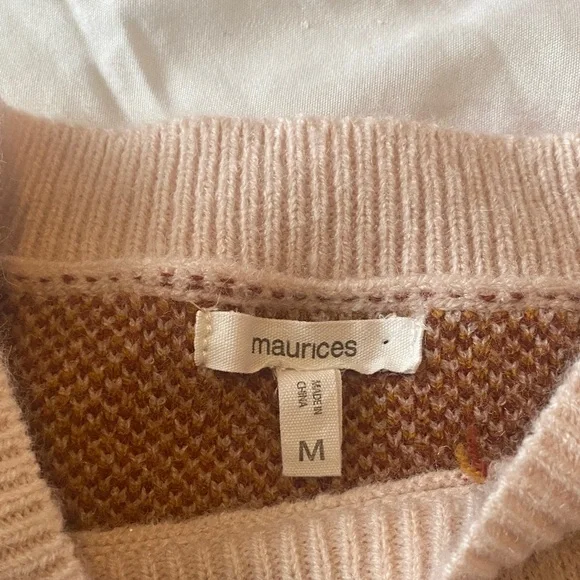 Maurices Butterfly Pattern Sweater - Cream and Brown - Picture 3 of 3
